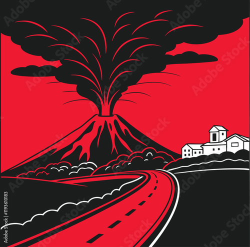 the-volcano-erupted-on-the-road-and-scattered-fire