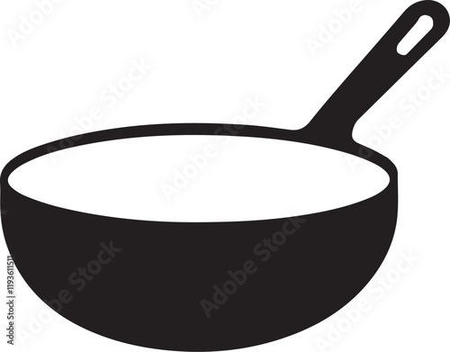 Frying pan silhouette vector with white background