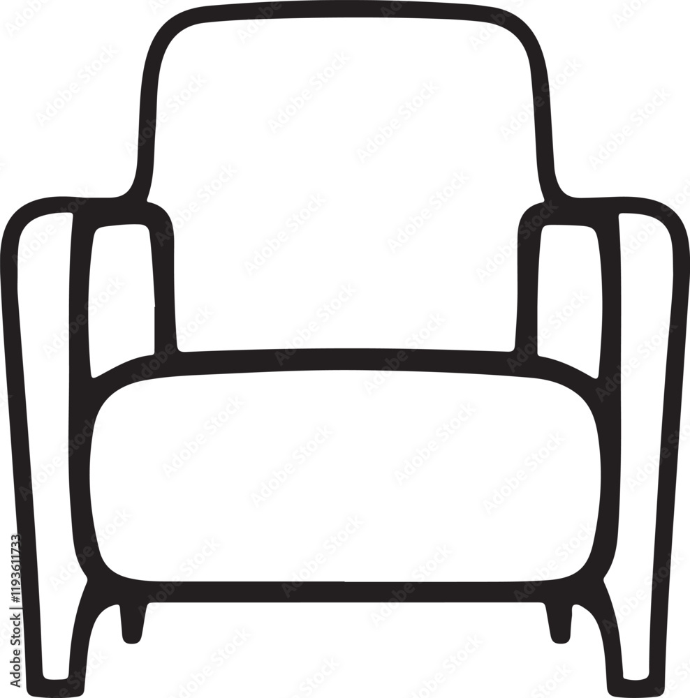 Armchair silhouette vector with white background Armchair silhouette vector with white background