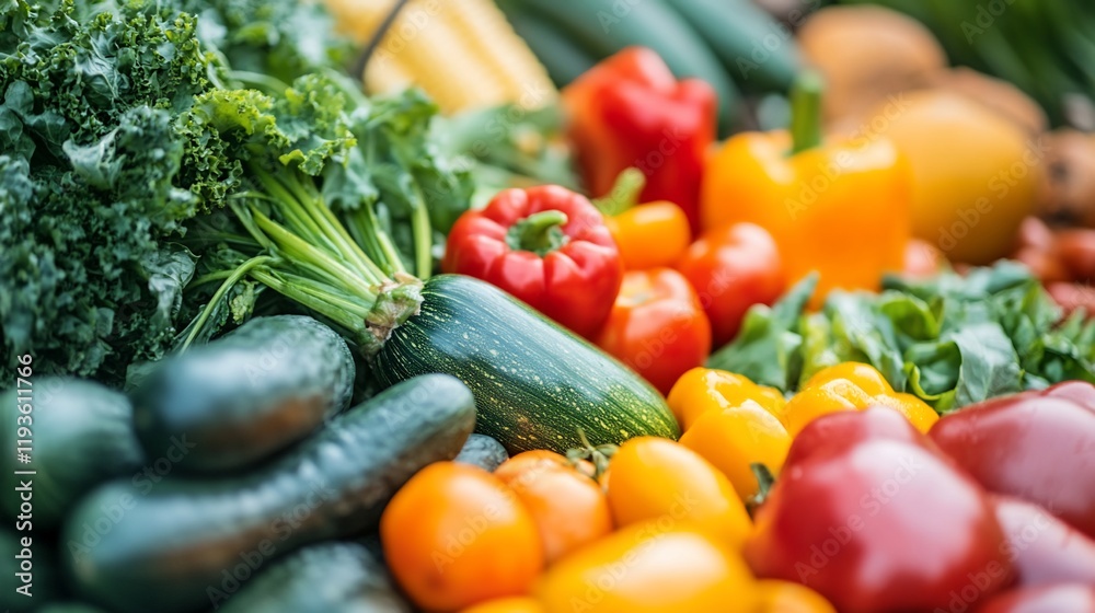 Vibrant assortment of fresh vegetables and greens Vibrant assortment of fresh vegetables and greens