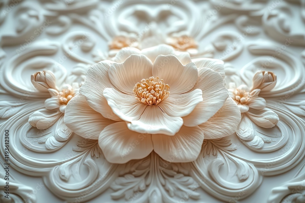 intricate abstract background featuring a 3d floral decoration suspended from a beautifully textured ceiling combining elegance and depth with warm inviting colors intricate abstract background featuring a 3d floral decoration suspended from a beautifully textured ceiling combining elegance and depth with warm inviting colors