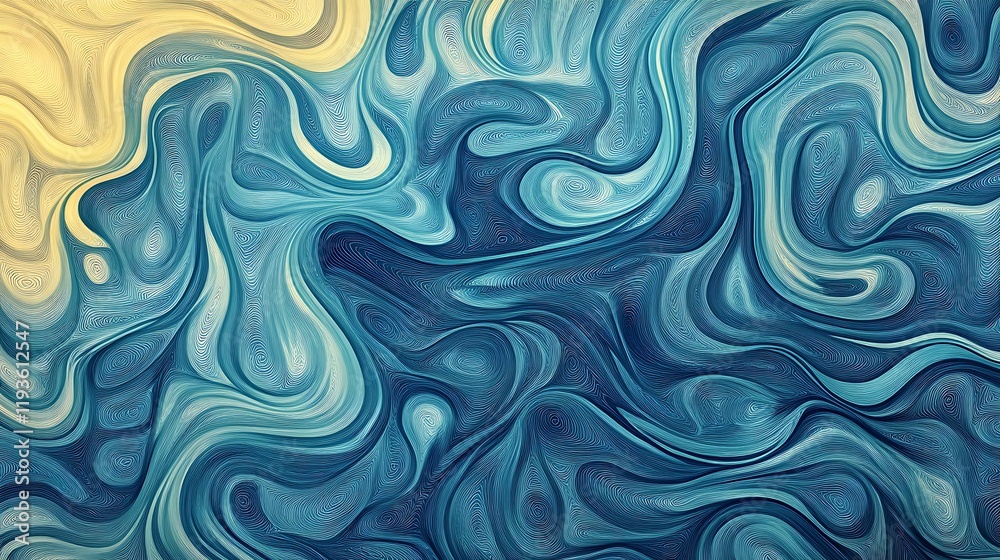 Abstract Blue and Yellow Swirling Wave Pattern Design Abstract Blue and Yellow Swirling Wave Pattern Design