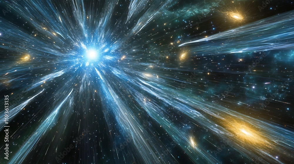 Cosmic rays flowing through electromagnetic wave patterns energy fields illustrating dynamic interactions in space physics Cosmic rays flowing through electromagnetic wave patterns energy fields illustrating dynamic interactions in space physics