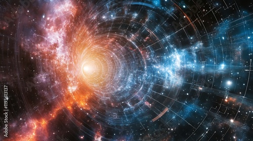 Cosmic microwave background intersecting gravitational waves and time dilation effects dynamically visualized in astrophysical representations