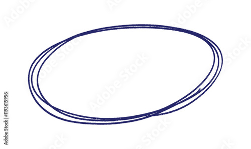 Rough handwritten blue circle, Circle For Highlight Text, markings, and important points, Scribble round frame for text highlight. Vector illustration.