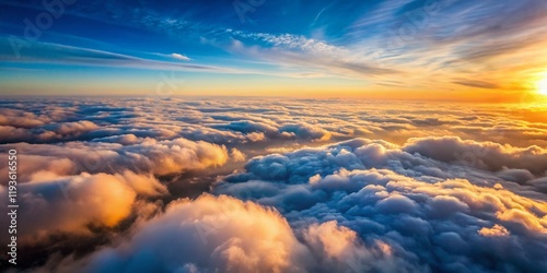 Minimalist Aerial Sea of Clouds: Airplane View, Dramatic Sky, Peaceful Landscape