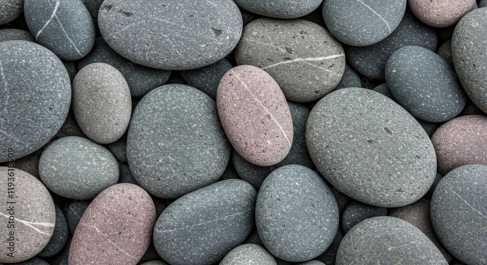 Close-up of Smooth Gray and Pink River Stones Close-up of Smooth Gray and Pink River Stones