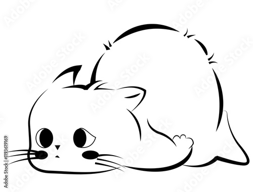 vector lines illustration kitty laid