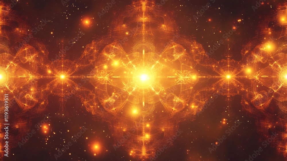 Symbolic portrayal of karma dharma represented by spiritual energy and glowing celestial patterns