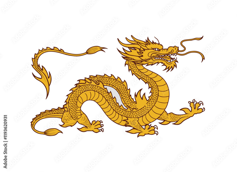 Obraz premium Chinese dragon. Vector Illustration of a traditional Chinese mythical animal