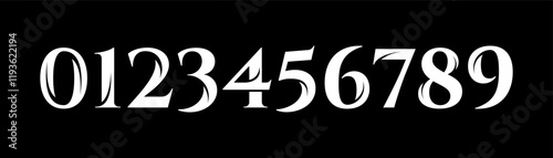 set of numbers collection 0 to 9. Simple and minimalist figure collection in cut off style.
