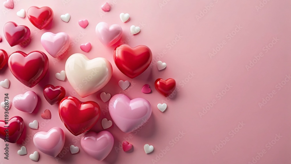 Minimalist Valentine's Day Hearts: Cute Pink and Red Wallpaper Background Minimalist Valentine's Day Hearts: Cute Pink and Red Wallpaper Background