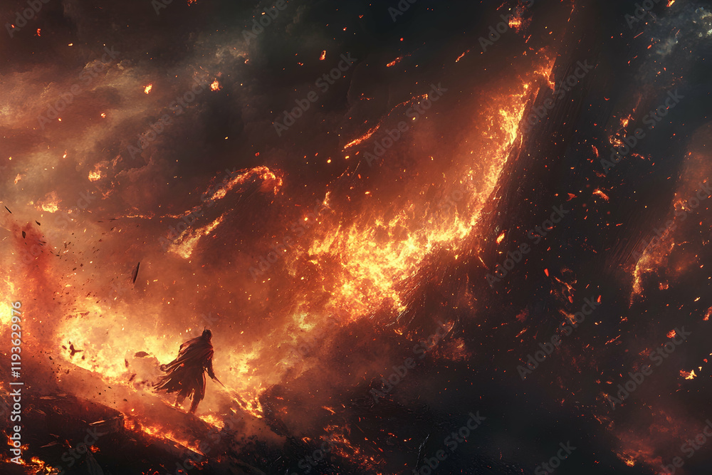 Naklejka premium Dramatic depiction of flames and fury in a fire-themed concept