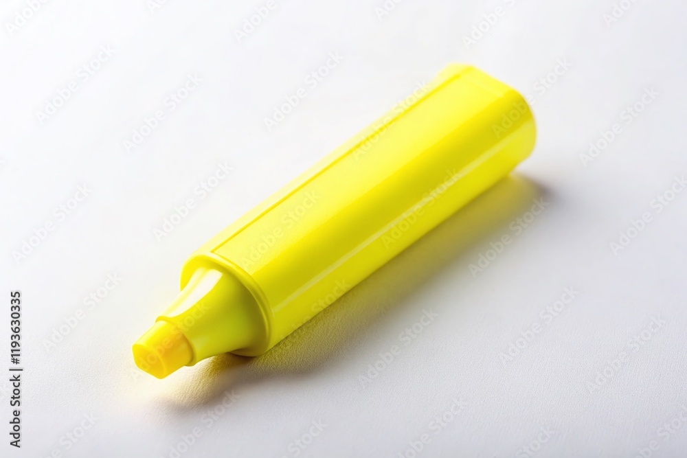 Minimalist Yellow Marker on White Background - Simple Office Stationery Minimalist Yellow Marker on White Background - Simple Office Stationery