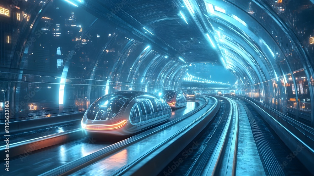 Fototapeta premium Futuristic transportation system transitioning to electric vehicles and net zero carbon emissions