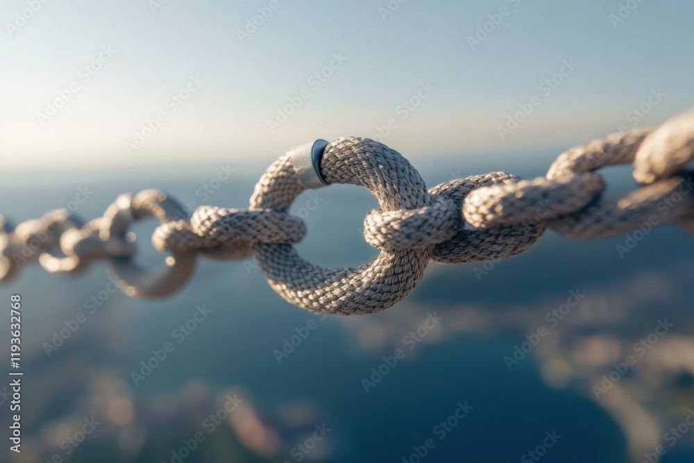Symbolic chain representing connections between banks and financial institutions highlighting network strength Symbolic chain representing connections between banks and financial institutions highlighting network strength