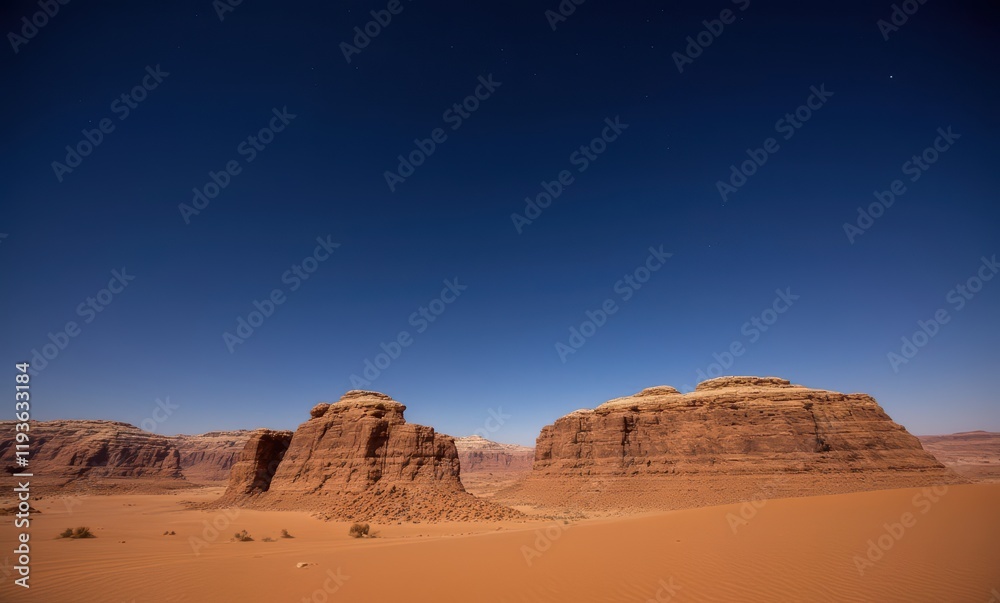 Majestic desert landscape under a clear sky Majestic desert landscape under a clear sky