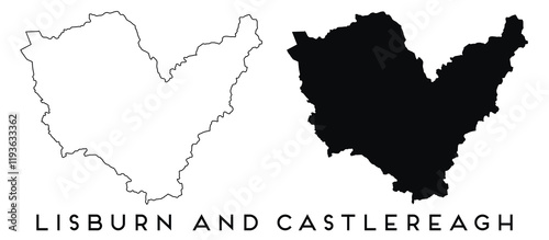 Lisburn and Castlereagh map outline and black silhouette vector photo