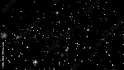 Falling Snowflakes on a Black Background - Winter-Themed 3D Animation