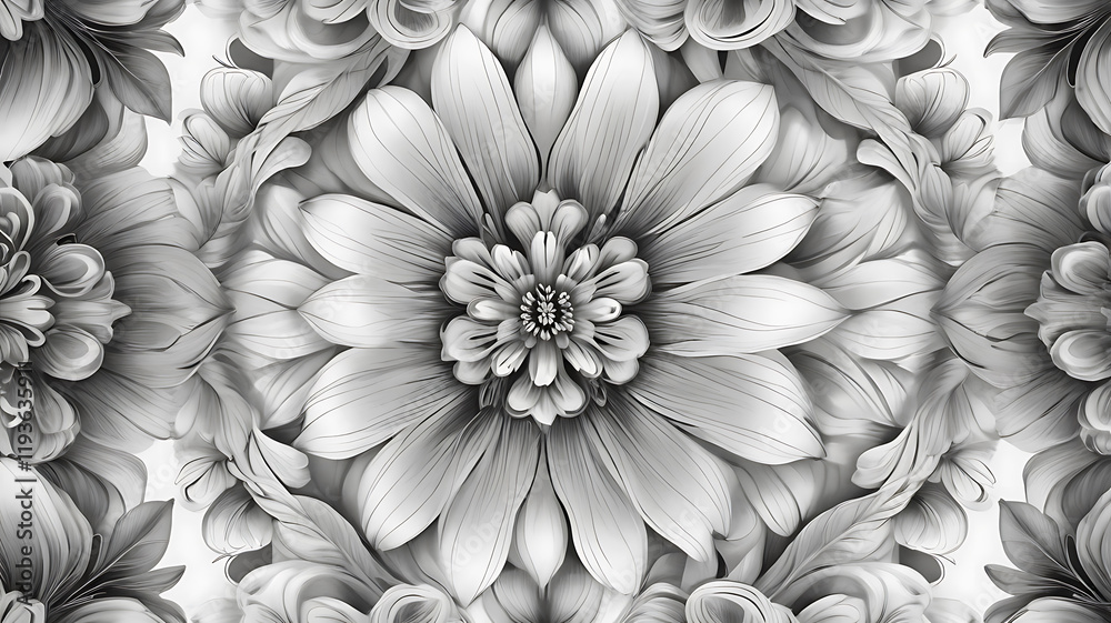 Beautiful a symmetrical monochrome smooth floral patterns for wallpapers design. Beautiful a symmetrical monochrome smooth floral patterns for wallpapers design.