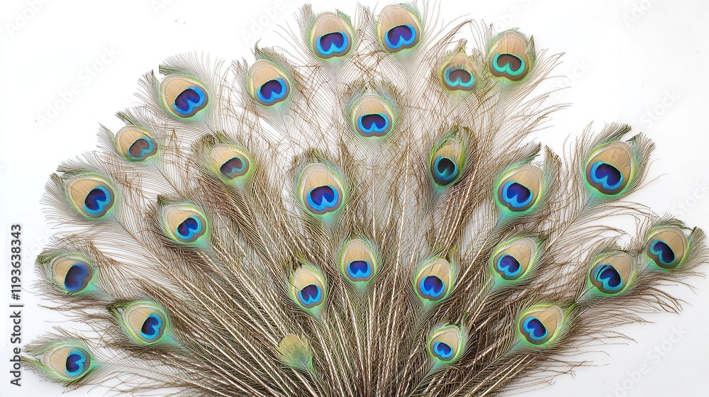 Obraz premium An intricate collection of peacock feathers spread wide
