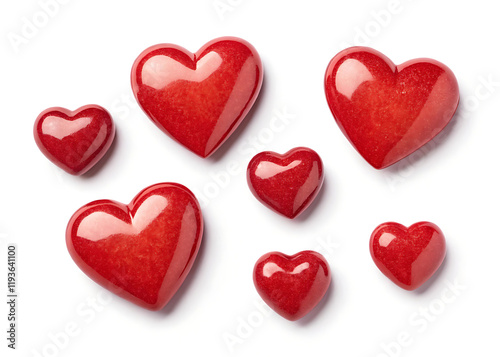 Set of red heart isolated on white background