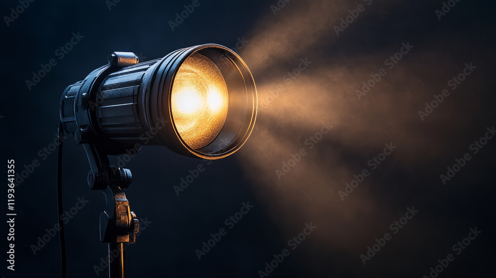 Spotlight casting a bright beam in a dark space Spotlight casting a bright beam in a dark space