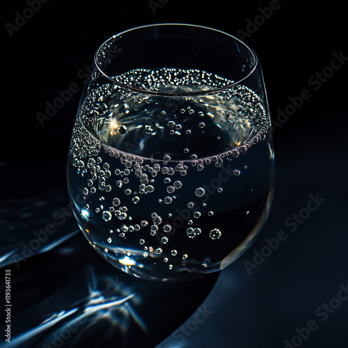 glass of water on black