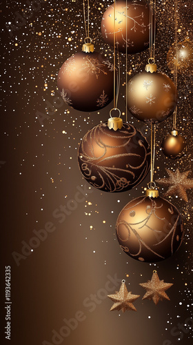 background with christmass decoration, brown and gold style