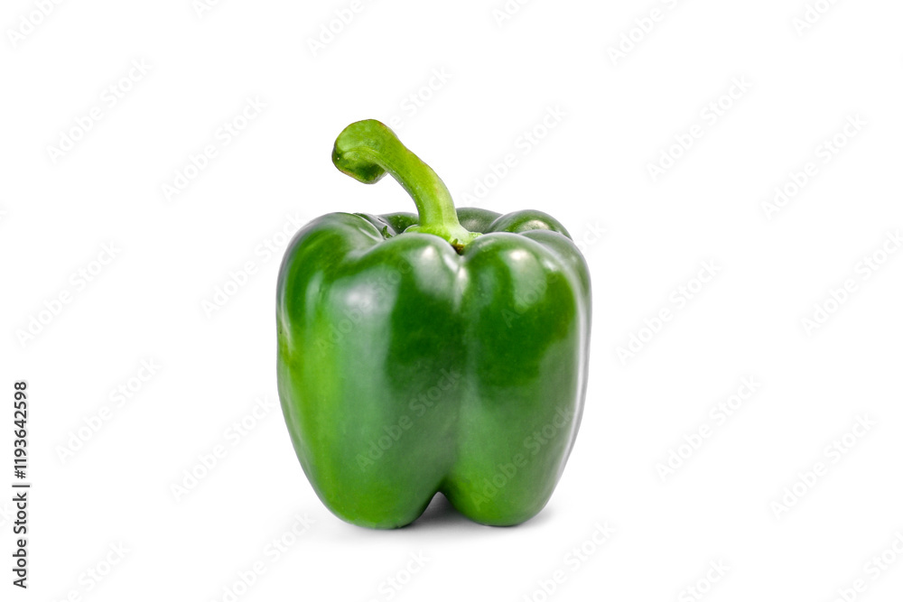 Fresh green pepper closeup on a white background. Fresh green pepper closeup on a white background.