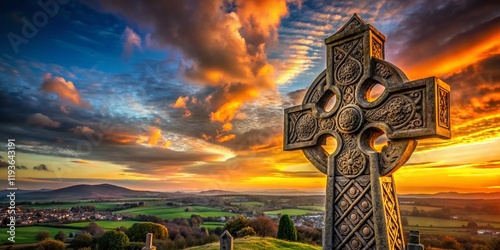 Muiredach's High Cross, Ireland: Long Exposure Photography of Ancient Celtic Stone Carving photo