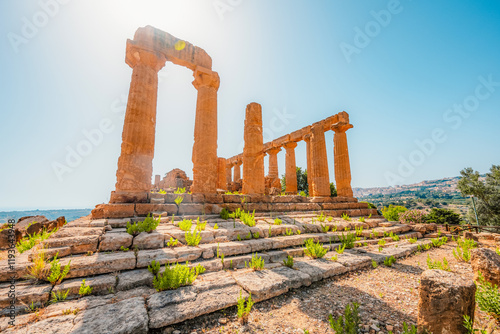 The greek temple of Juno or Tempio di Giunone in the Valley of the Temples, Agrigento, Sicily. photo