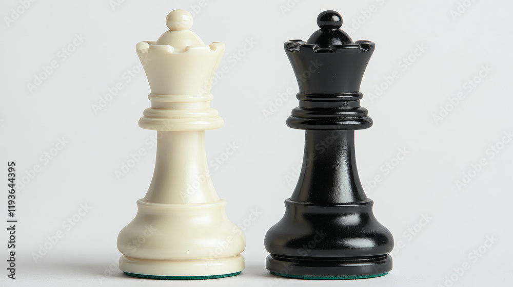 Black and white chess kings side by side. Black and white chess kings side by side.
