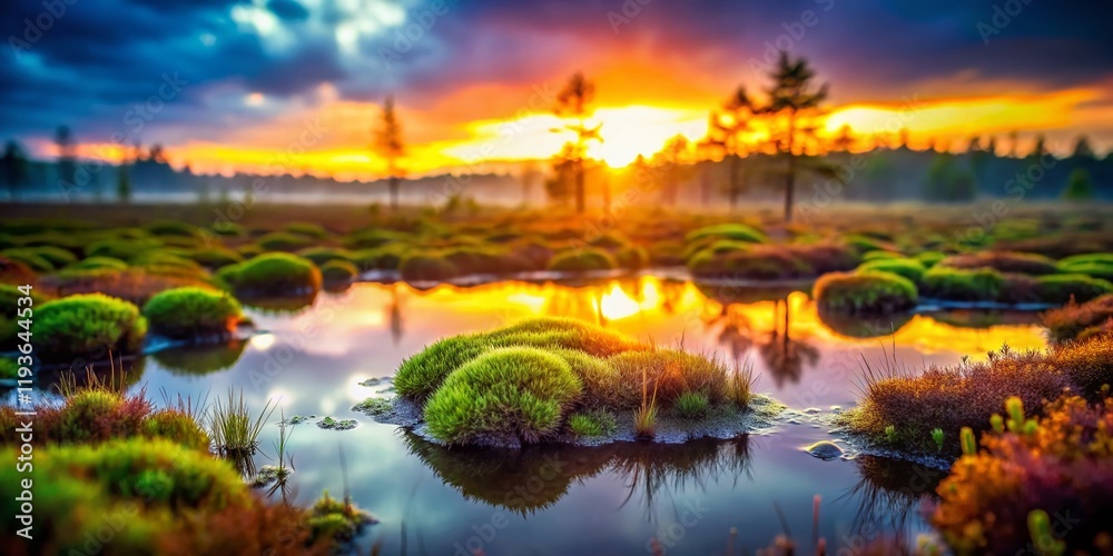 Fototapeta premium Mystical Bog at Dusk: Soft Focus Landscape Photography