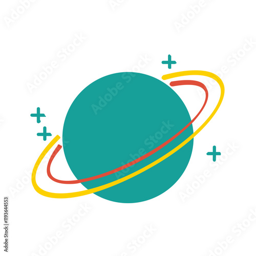 Colorful Flat Space and Planet Vector Icon Collection