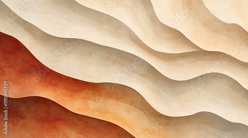 Fine-grained sandstone gracefully eroded into layered waves of soft beige