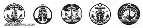Vector collection of ship anchor icons