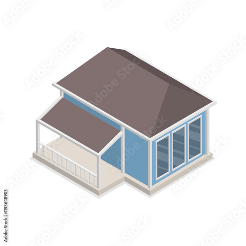 3D Isometric Flat Vector Set of Village Buildings, Various Small and Big Houses. Item 2