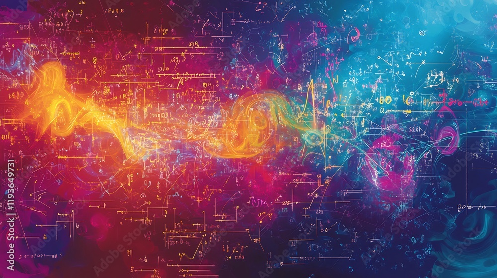 Vibrant scene of mathematical equation illustrating abstract scientific calculation vibrant pattern Vibrant scene of mathematical equation illustrating abstract scientific calculation vibrant pattern