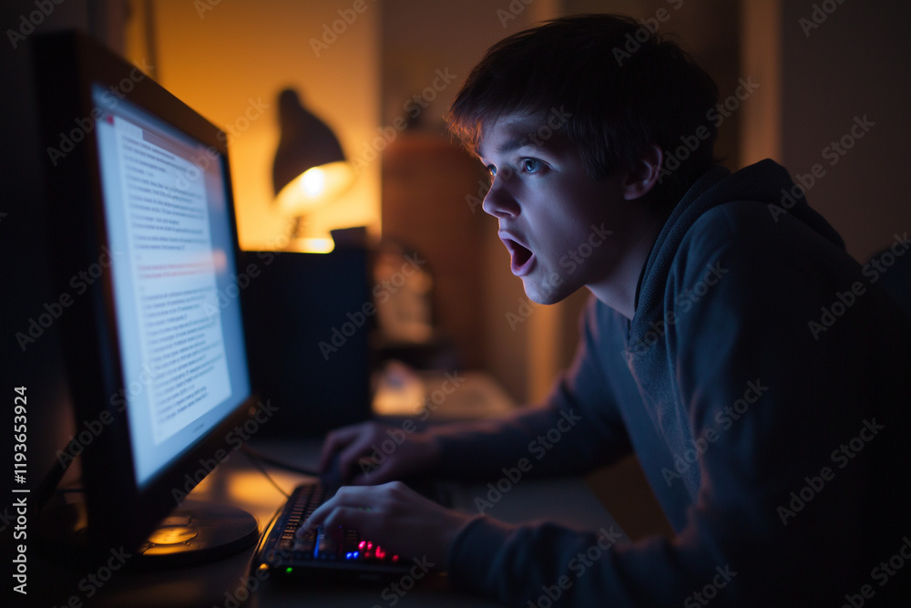 Astonished Programmer Reacts to Shocking Computer Screen Astonished Programmer Reacts to Shocking Computer Screen