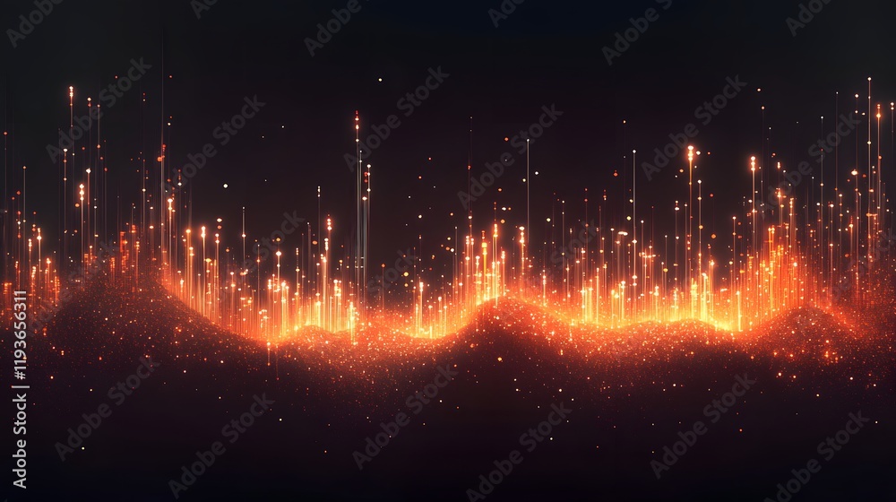 Fototapeta premium Abstract Glowing Orange Light Particle Wave Energy