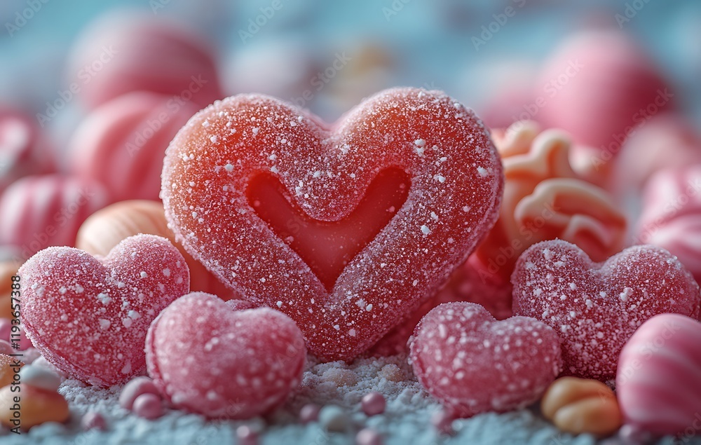 Fototapeta premium Sweet Heart-Shaped Candy Topped with Sugar
