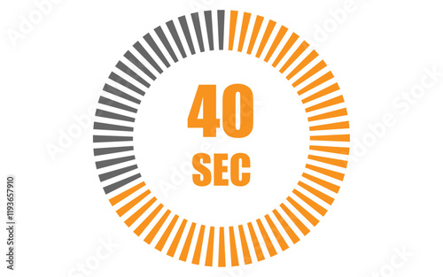 Forty second timer clock. 40 sec stopwatch icon countdown time digital stop chronometer	