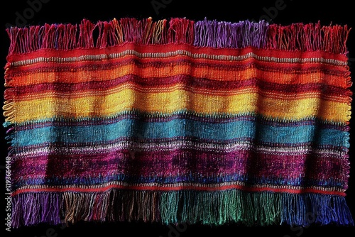 Serape messicano in forma di poncho con strisce di tessuto su un fondo messicano e utilizzabile come tappeto per festeggiamenti del Cinco de Mayo photo