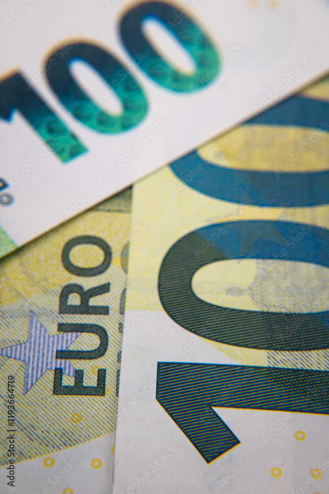 European currency, hundred euro banknotes
