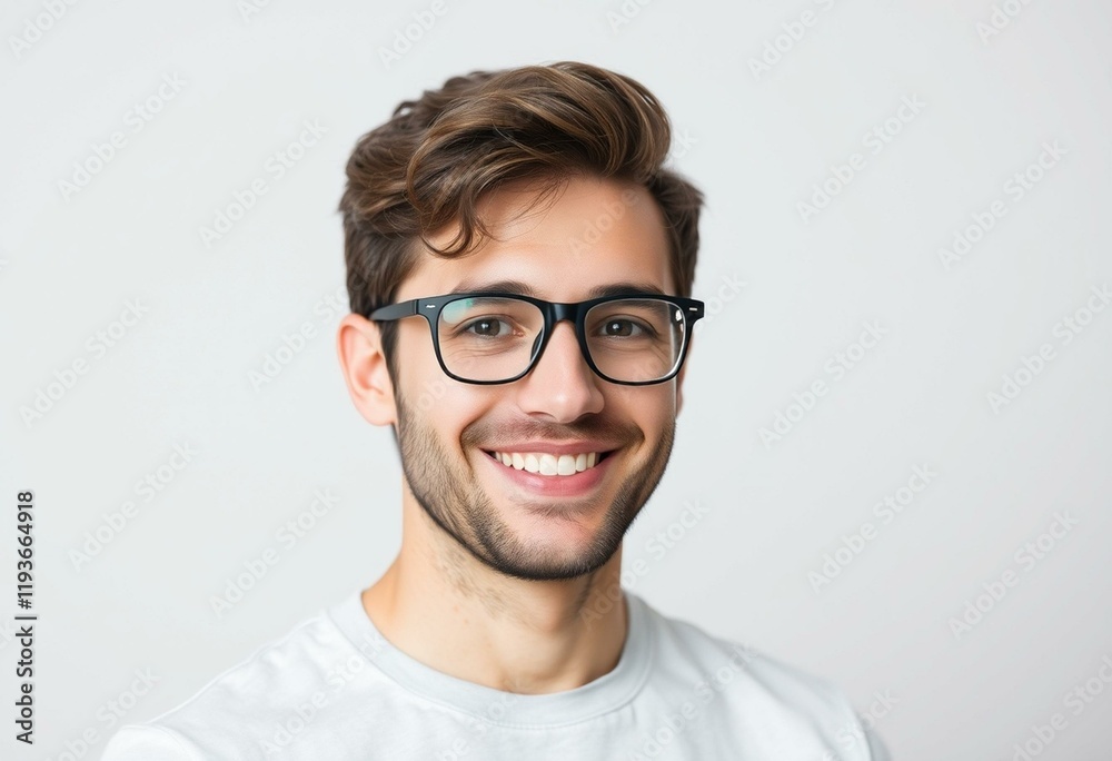 Portrait of a smiling male in glasses with a friendly and confident expression Portrait of a smiling male in glasses with a friendly and confident expression
