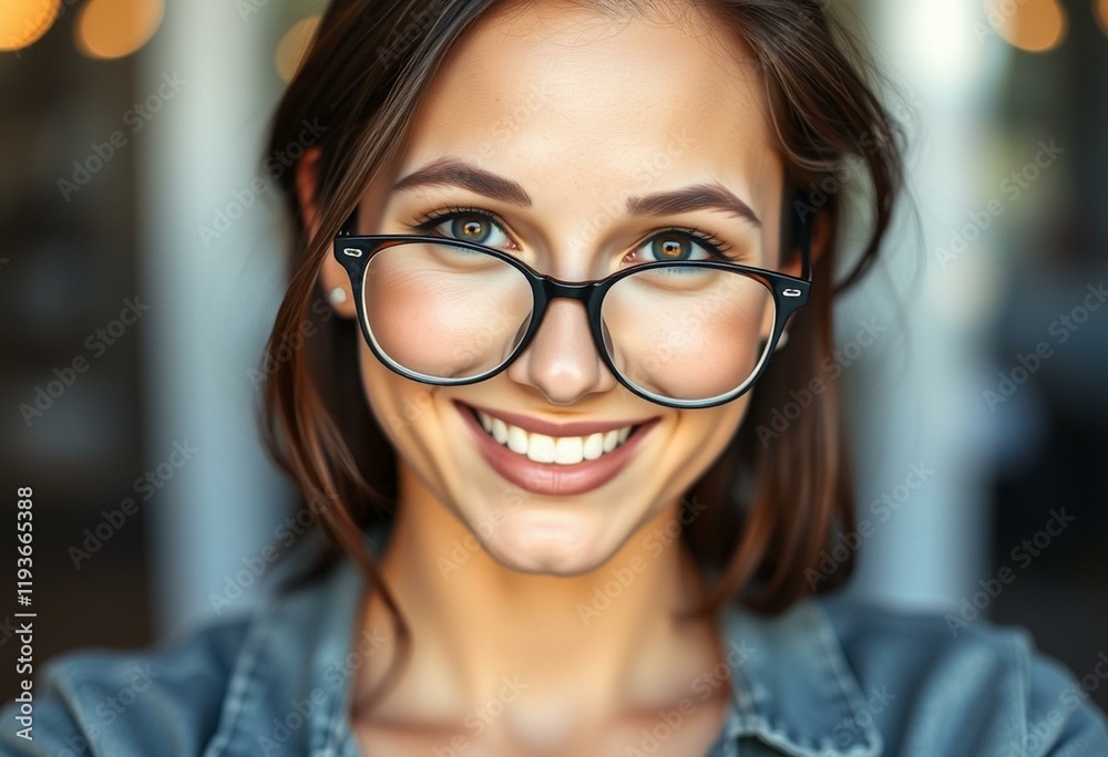 Female portrait in glasses with warm expression Female portrait in glasses with warm expression