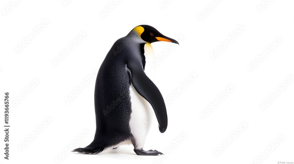 Obraz premium King Penguin on a white background, glowing 