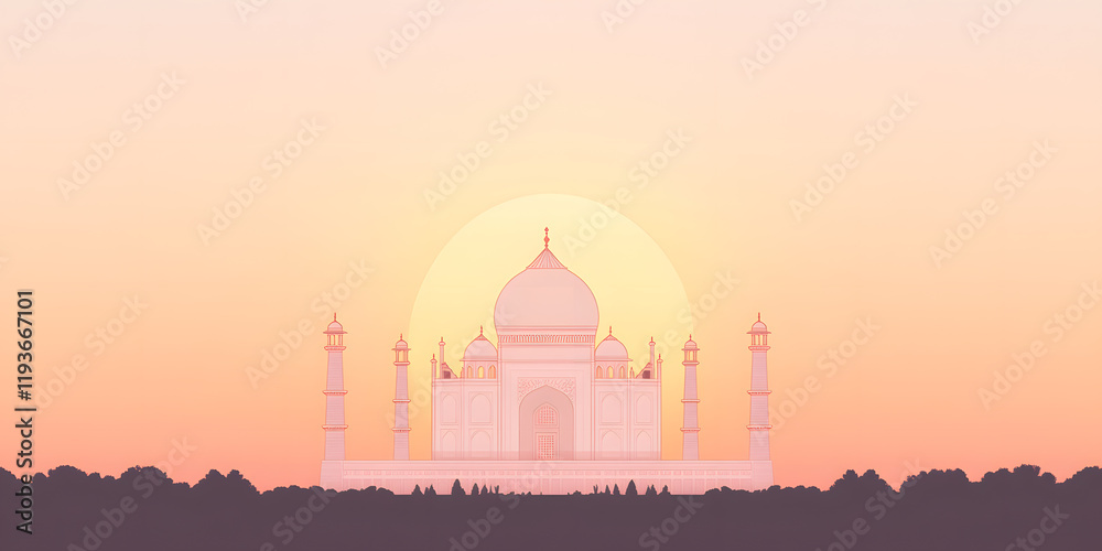 Fototapeta premium Majestic monument at sunset. Serene landscape, tranquil atmosphere. A peaceful scene.