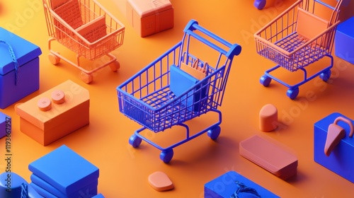The concept of e-commerce phishing in pastel orange and cobalt blue photo